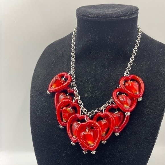 Heart Murano Italian Glass Necklace and Bracelet - Picture 2 of 7